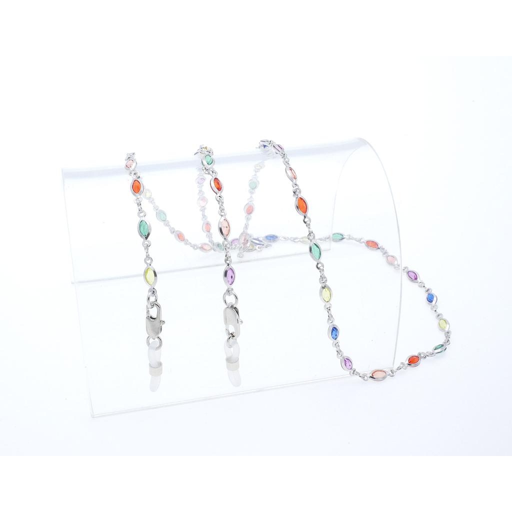 crystal stone chain rhodium plated