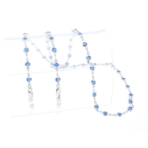 [133-4] crystal stone chain rhodium plated