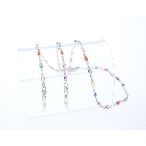 [178] crystal stone chain rhodium plated